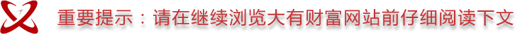 重要提示：请在继续浏览大有财富网站前仔细阅读下文